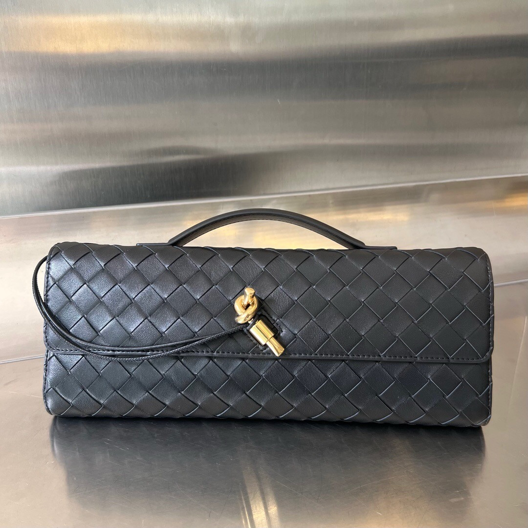 B0tt*ga Ven*ta Long Clutch Andiamo With Handle Black 31x13x3cm