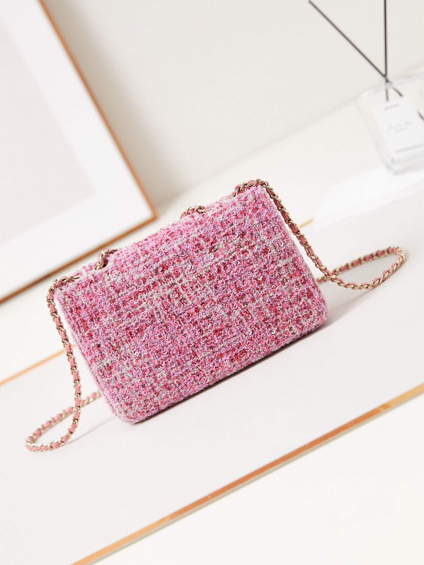 Ch**el Mini CF Rose Gold Hardware 20x15x7cm