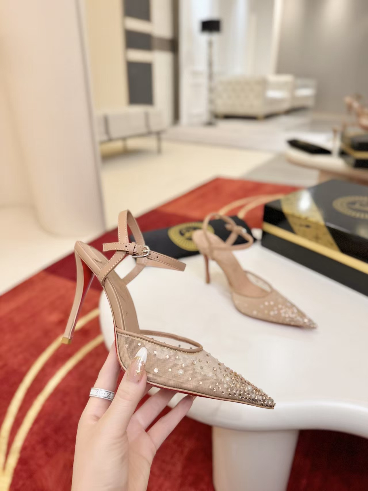 ua Chr1st1an louboutin miss z riviera strass pumps 8.5cm heel
