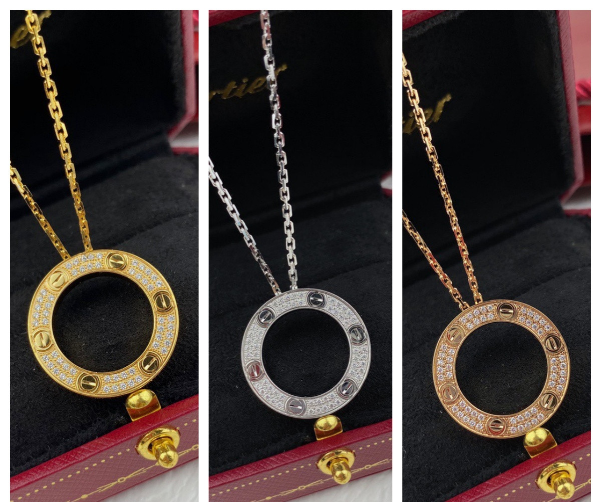 Ca*t1er Double-sided fully D1am0nd-encrusted coin Necklace