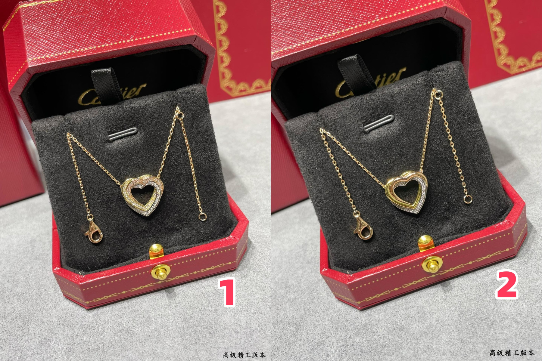 Ca*t1er Tricolor heart Necklace