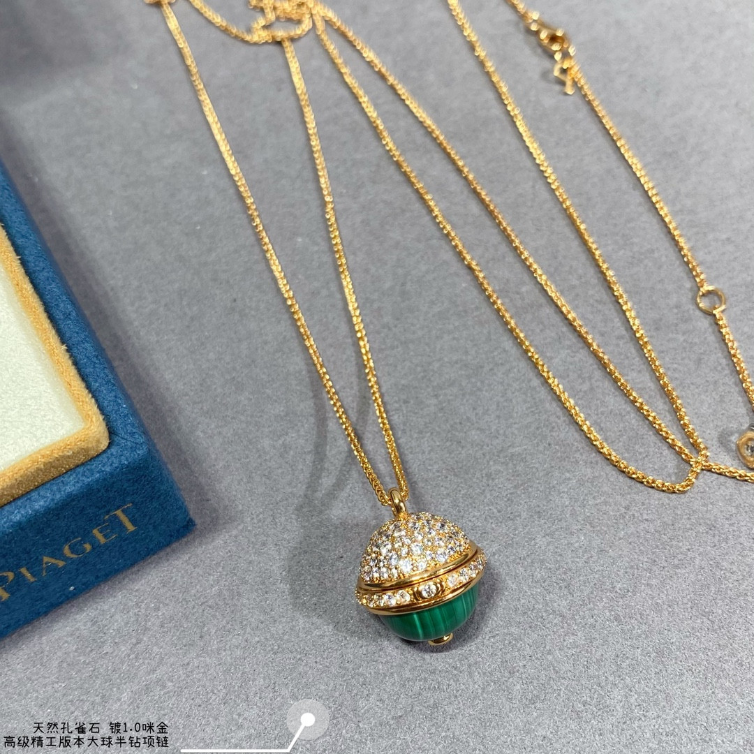 Piaget half-D1am0nd natural malachite large ball Necklace