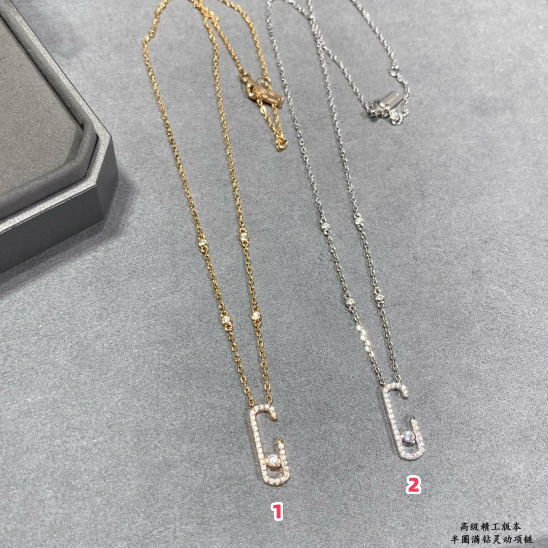 Mes1kaa semi-hoop full d1am0nd moving necklace