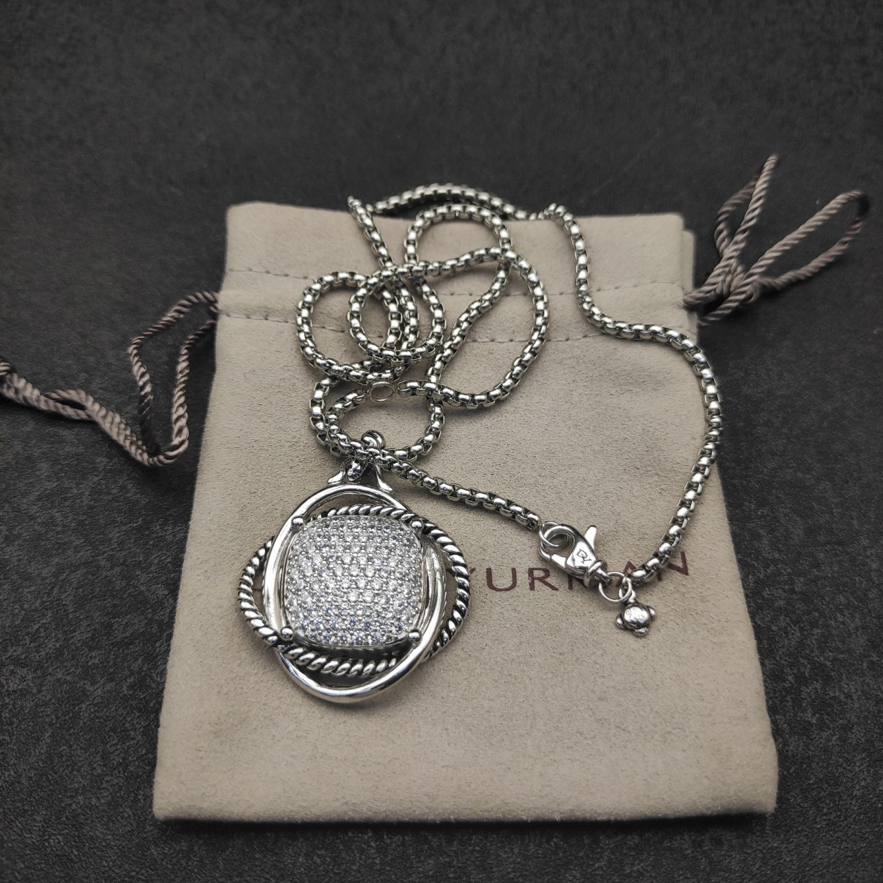 dau1d Yvrm*n 32mm square d1am0nd necklace(chain length 50+5cm delay chain chain thickness 3mm)