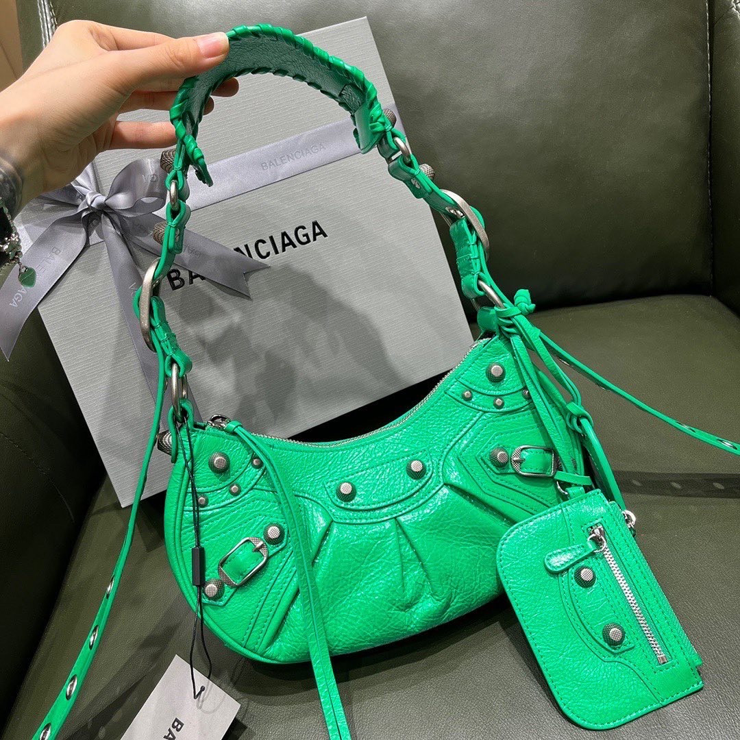 WOMEN'S LE CAGOLE XS SHOULDER BAG METALLIZED IN GREEN