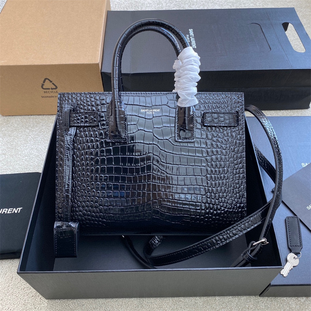 Y51 SAC DE JOUR BABY IN CROCODILE EMBOSSED LEATHER BLACK