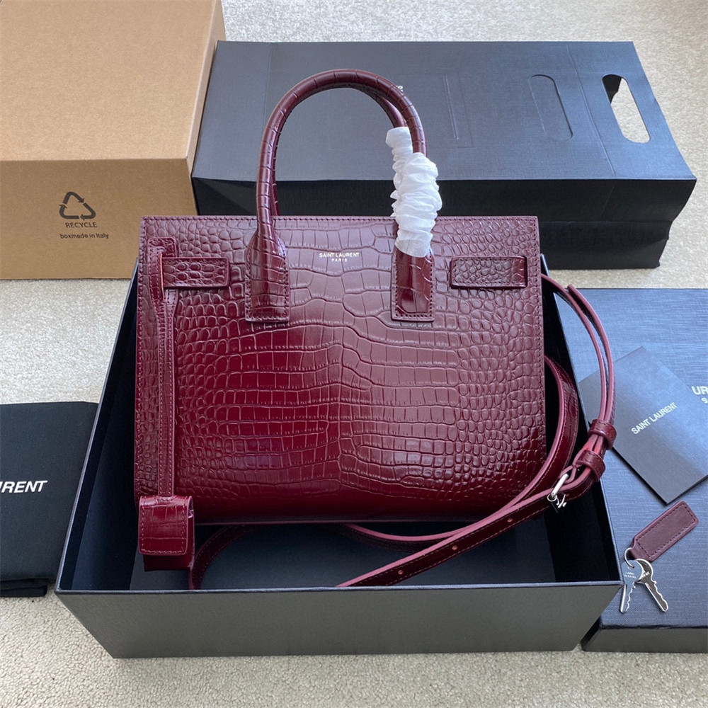 Y51 SAC DE JOUR BABY IN CROCODILE EMBOSSED LEATHER RED