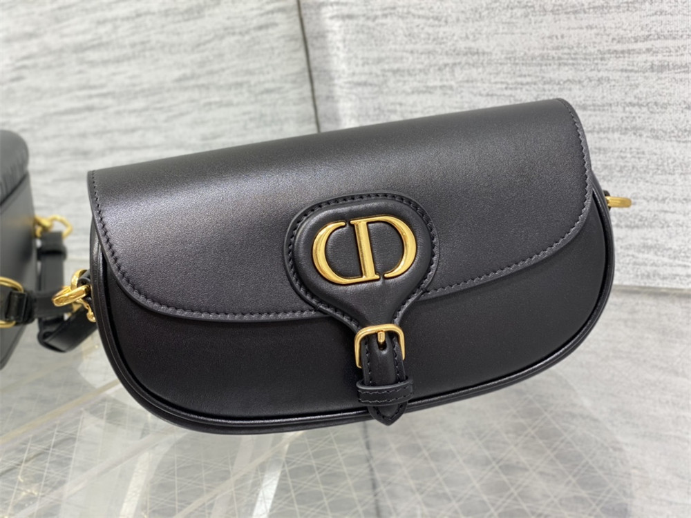 D10r BOBBY EAST-WEST BAG Latte Box Calfskin black