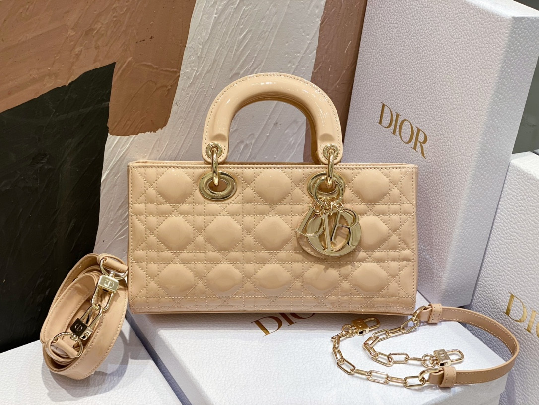 D10r SMALL LADY D-JOY BAG Biscuit Patent 26x6x14cm