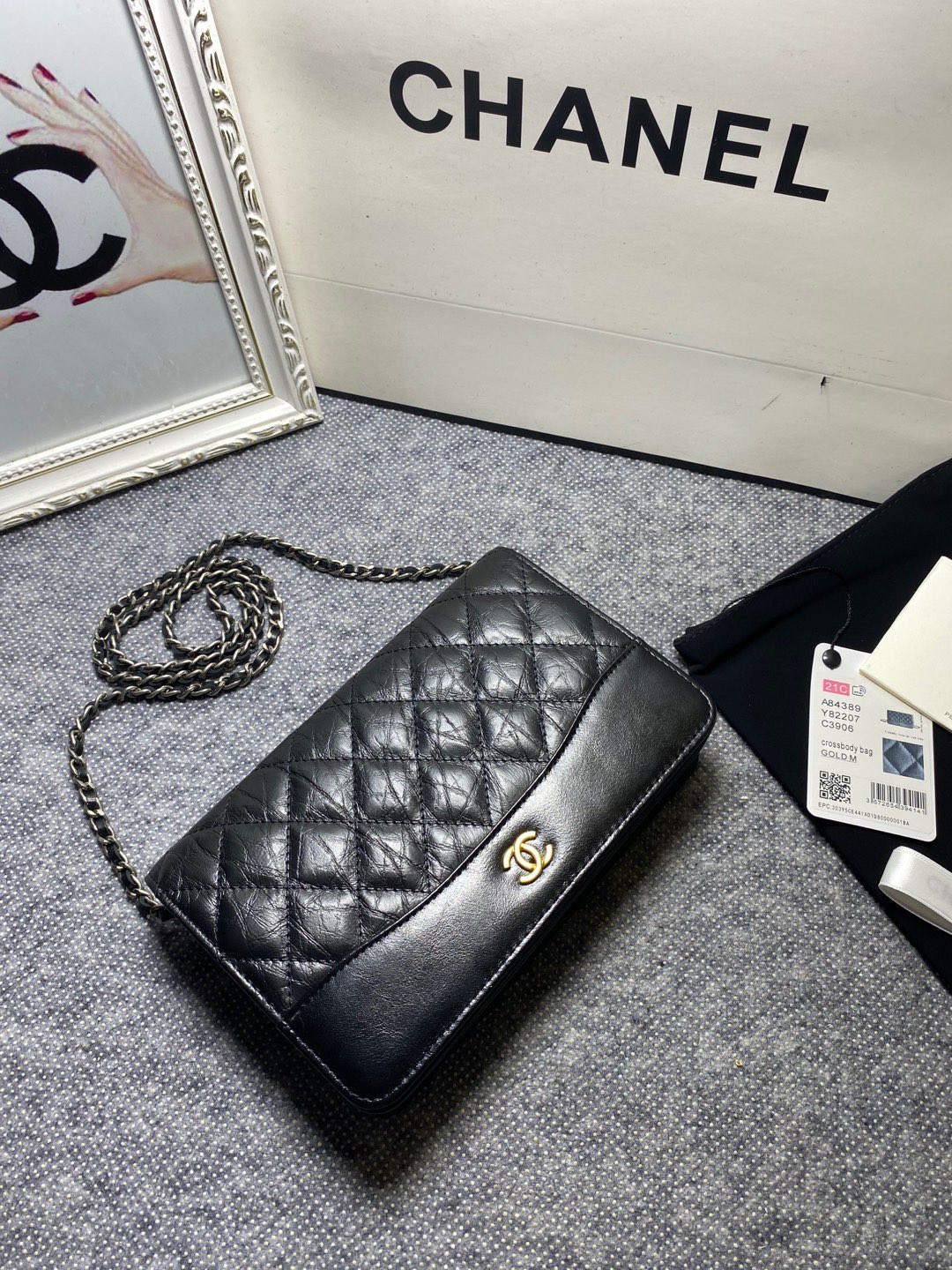 Ch**el Gabrielle Woc BLACK 12.3 x 19.2 x 3.5cm