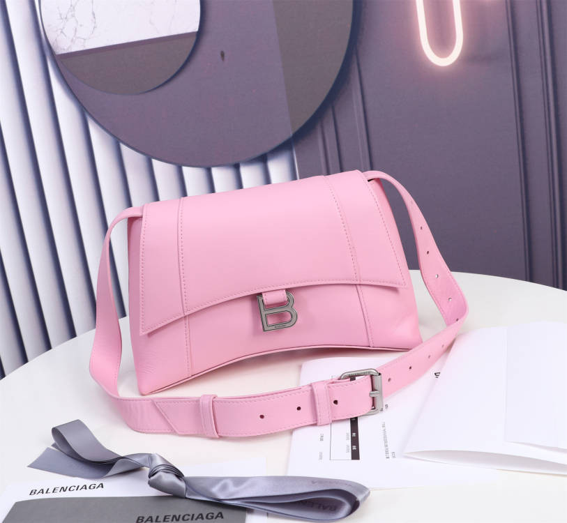 Ba1en*iaga WOMEN'S HOURGLASS HINGE MEDIUM HANDBAG IN PINK L12 x H6,7 x W4,1 inch