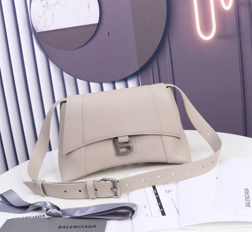 Ba1en*iaga WOMEN'S HOURGLASS HINGE MEDIUM HANDBAG IN GREY L12 x H6,7 x W4,1 inch