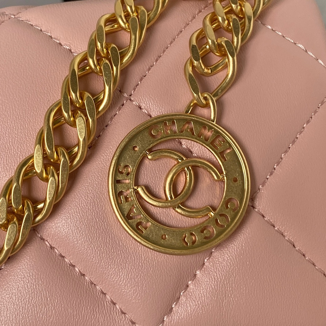 Ch**el MINI FLAP BAG PINK 4.7 × 7.8 × 2.3 in