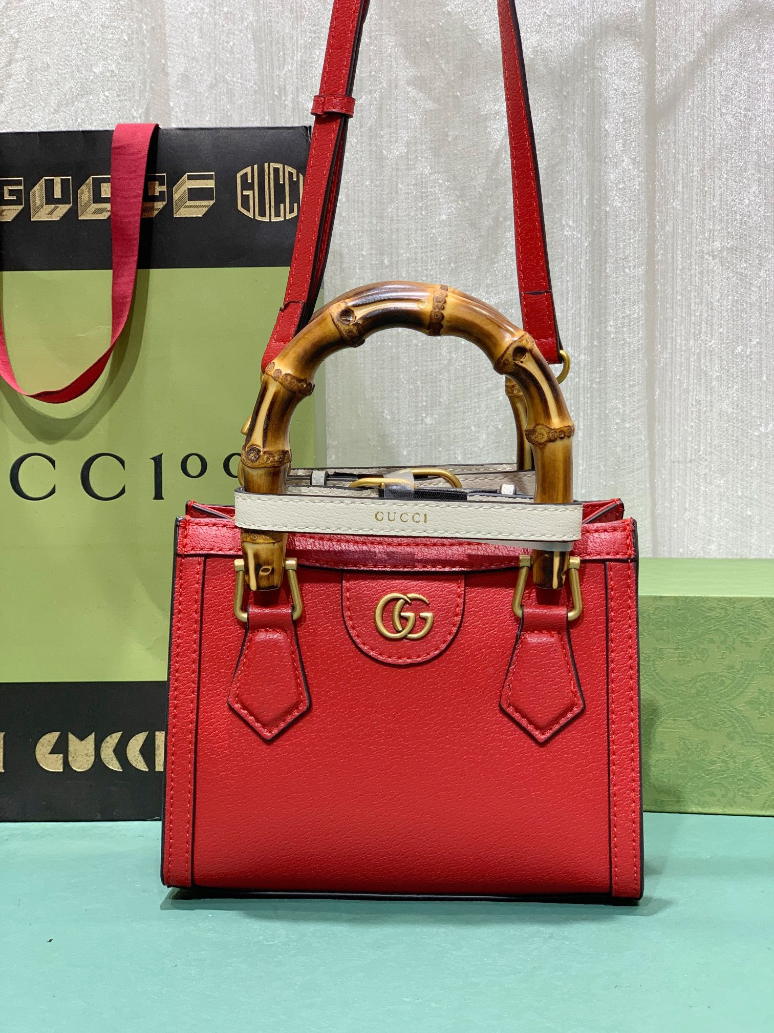 Gvc*1 DIANA MINI TOTE BAG Red 20W x 16H x 10D CM