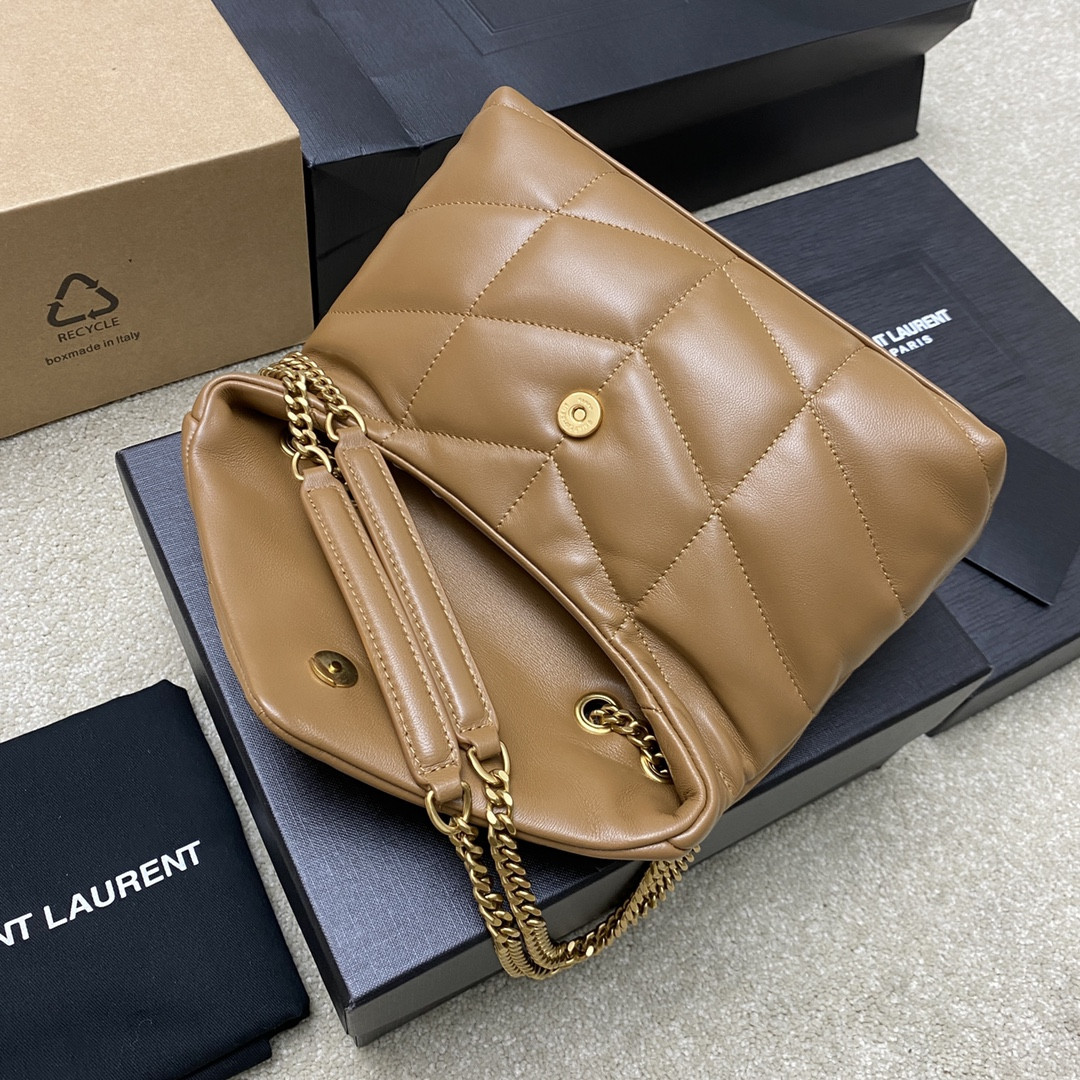 Y51 PUFFER IN LEATHER BROWN 23 X 15.5 X 5.8 CM