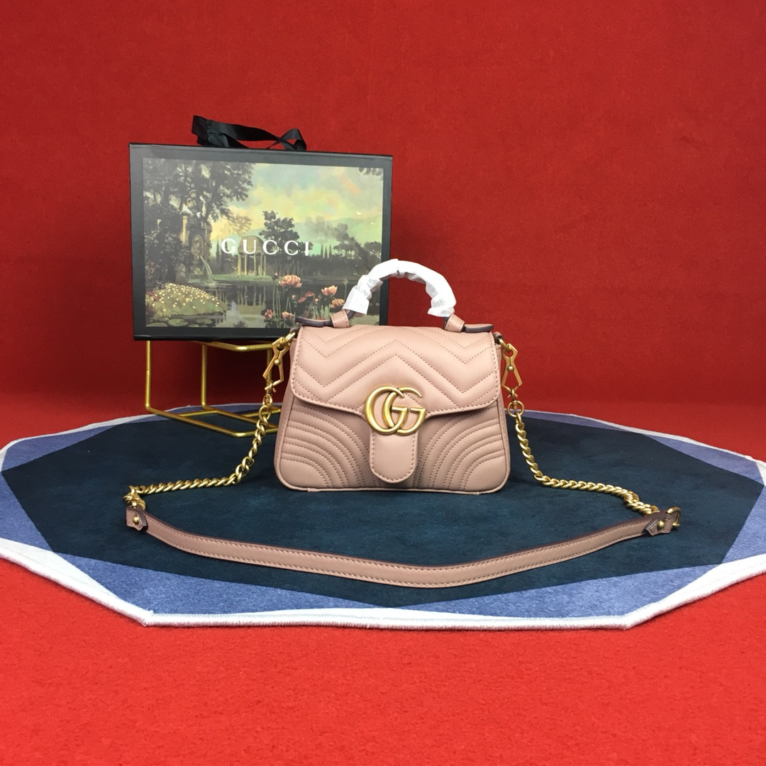 Gvc*1 GG MARMONT MATELASSÉ MINI BAG PINK 8.5"W x 5"H x 2.5"D