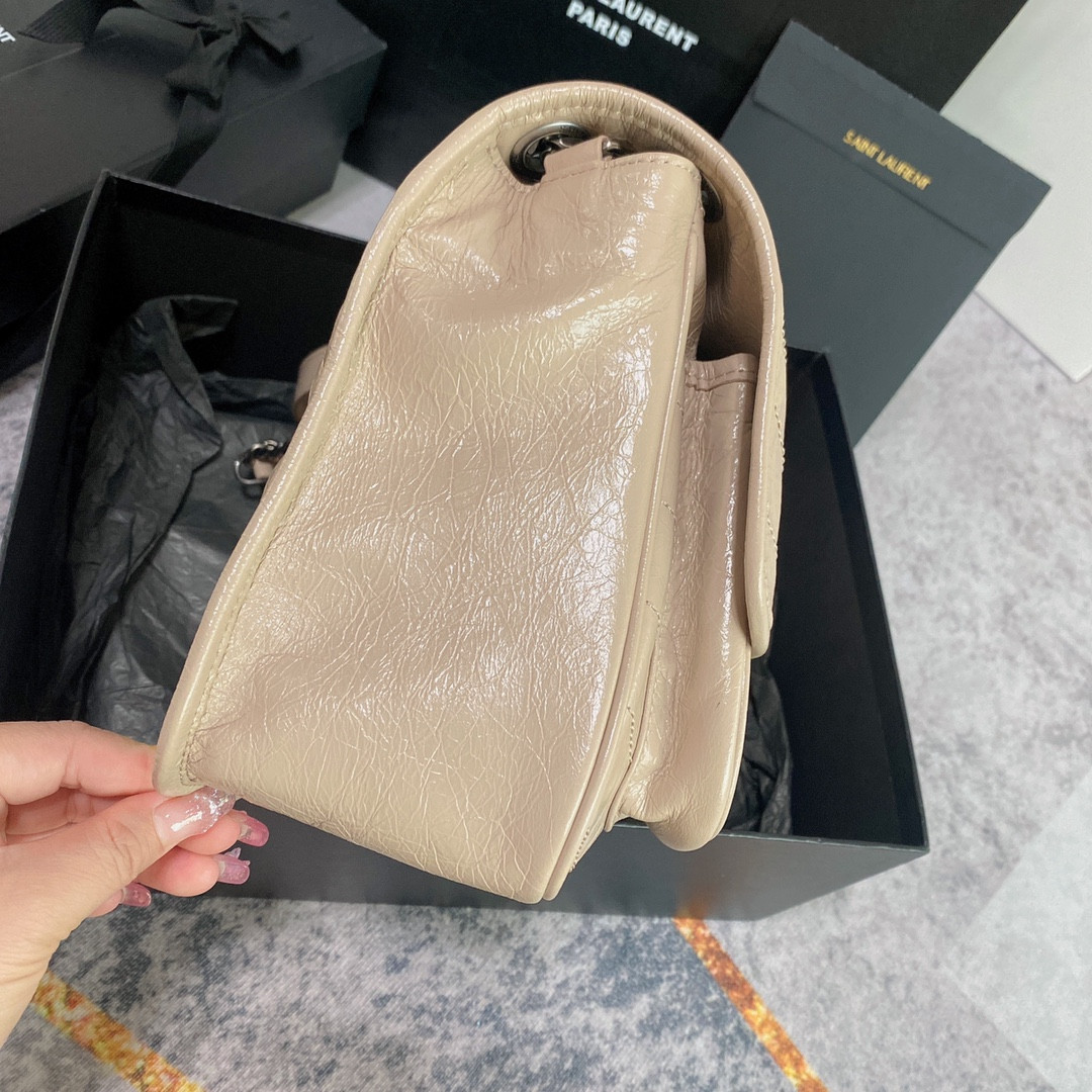 Y51 NIKI MEDIUM IN VINTAGE LEATHER BEIGE 11 X 7.8 X 3.3 INCHES