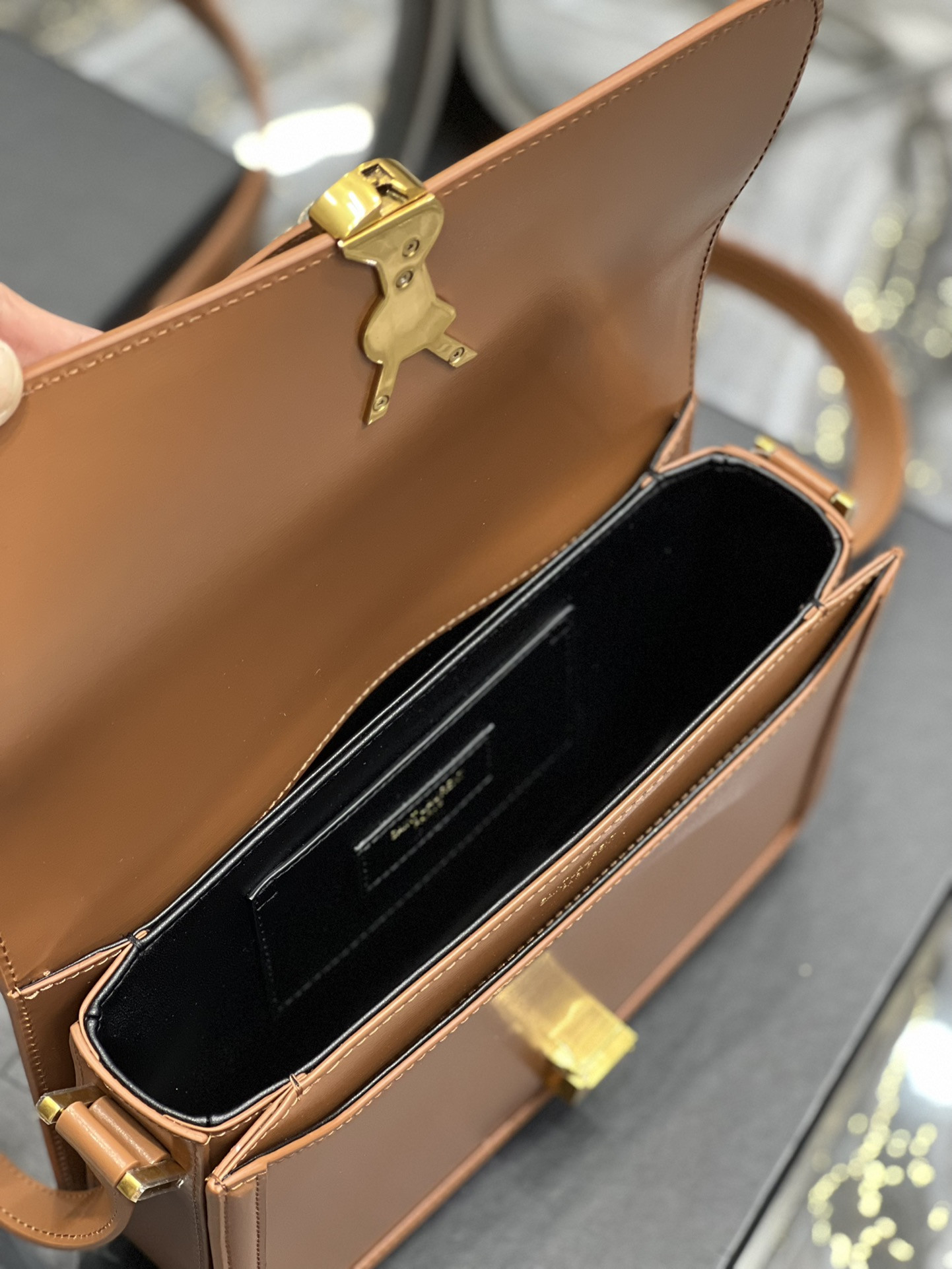 Y51 SOLFERINO MEDIUM SATCHEL IN BOX Sa1nt Lau*nt BROWN 9.1 X 6.3 X 2.4 INCHES
