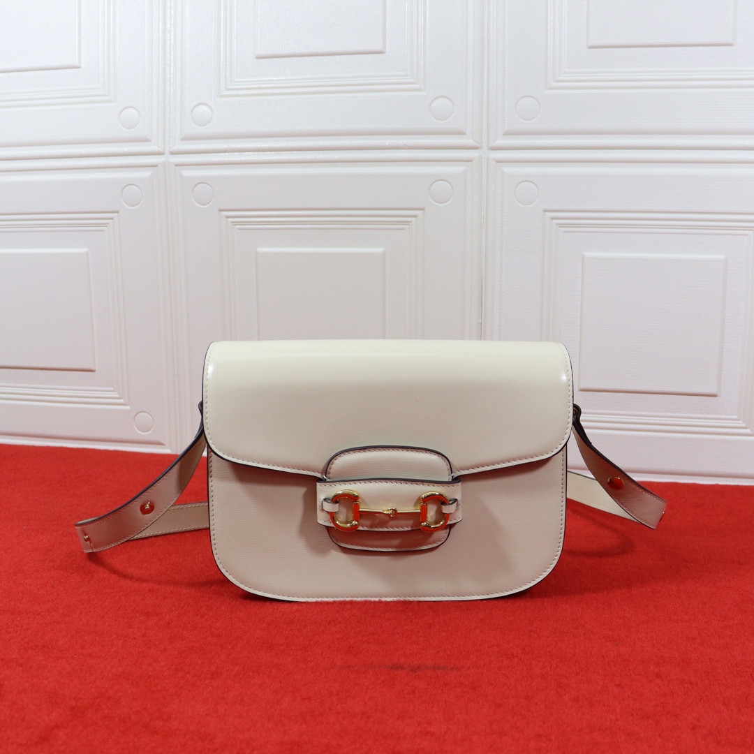 Gvc*1 HORSEBIT 1955 SHOULDER BAG WHITE 9.8"W x 7"H x 3.1"D