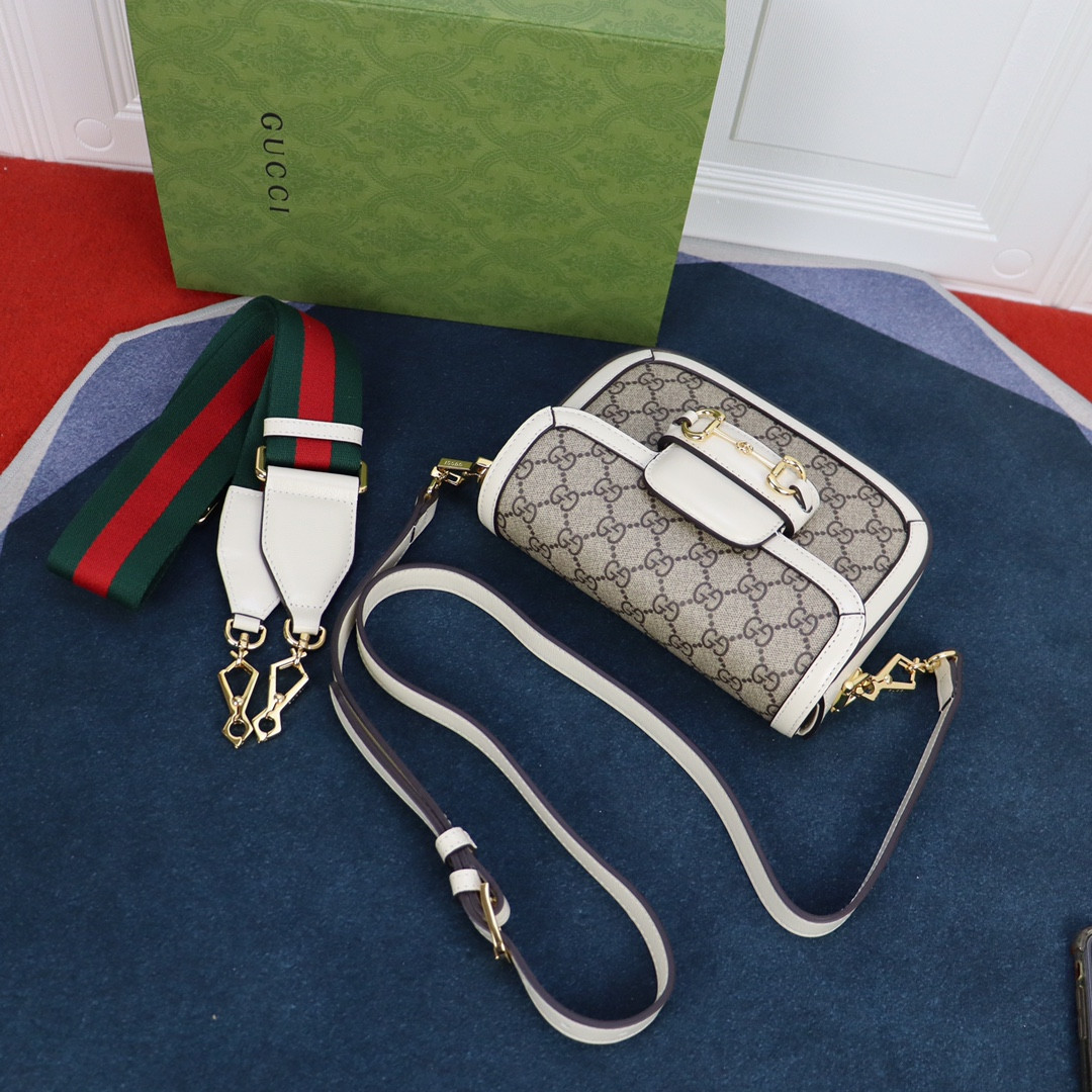 Gvc*1 HORSEBIT 1955 MINI BAG GRAY WHITE 8.1"W x 5.7"H x 2"D