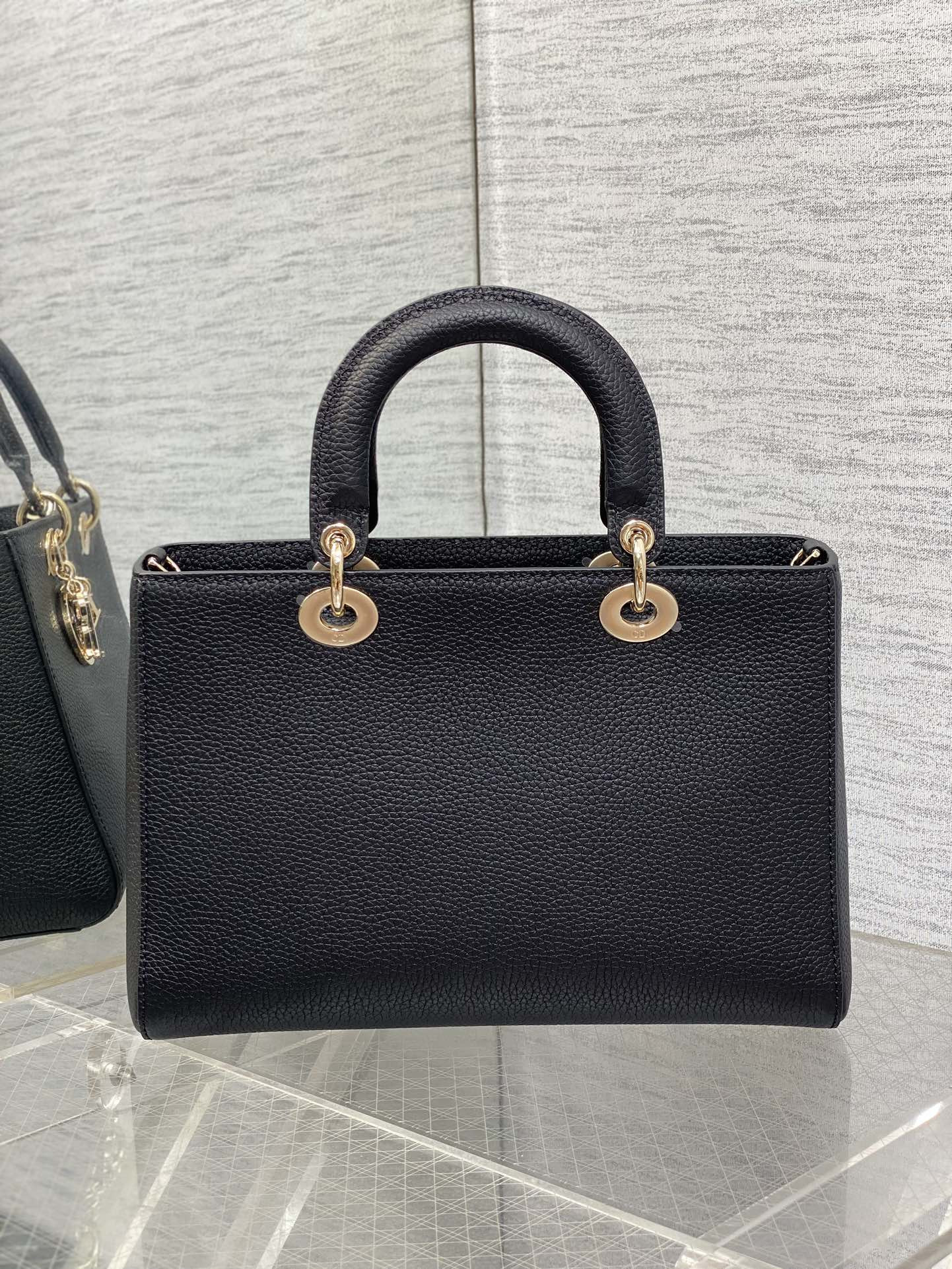 Medium Lady D-Sire My ABCD10r Bag Black Bull Leather 12 x 8 x 5 inches