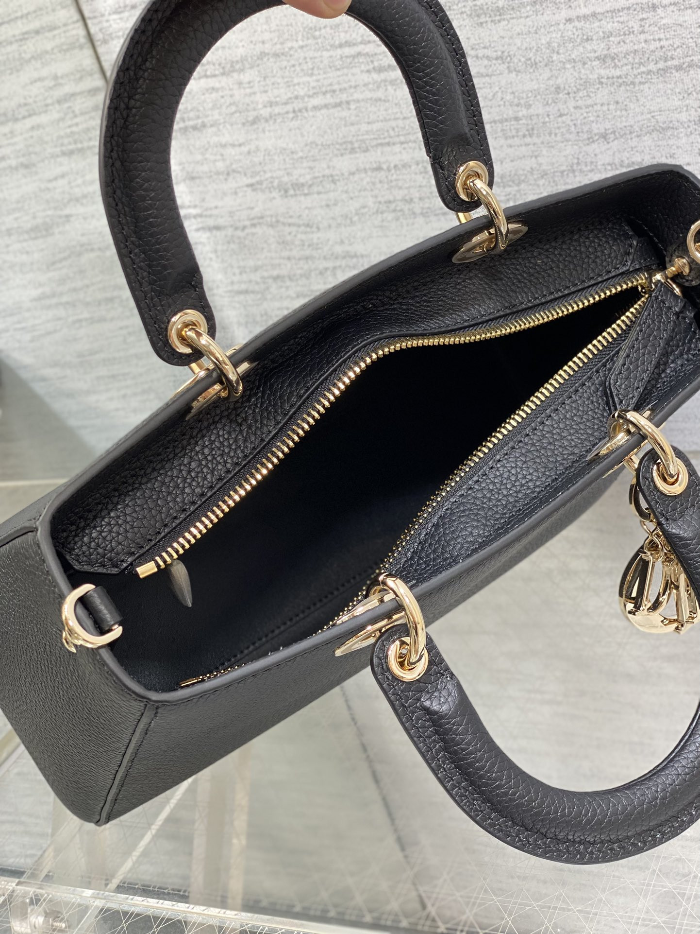 Medium Lady D-Sire My ABCD10r Bag Black Bull Leather 12 x 8 x 5 inches