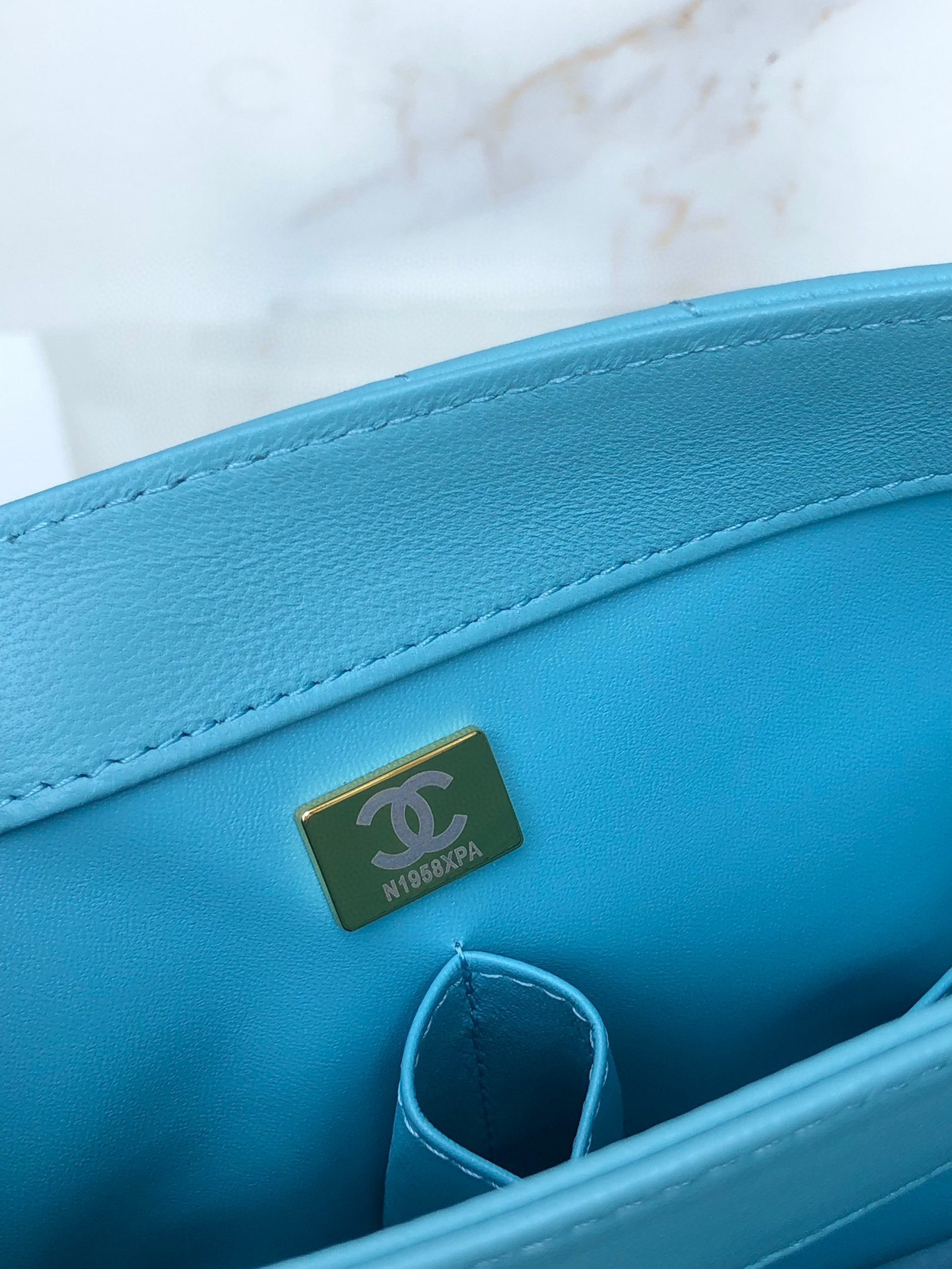 Ch**el FLAP BAG WITH TOP HANDLE 6.6 × 9.8 × 4.7 in