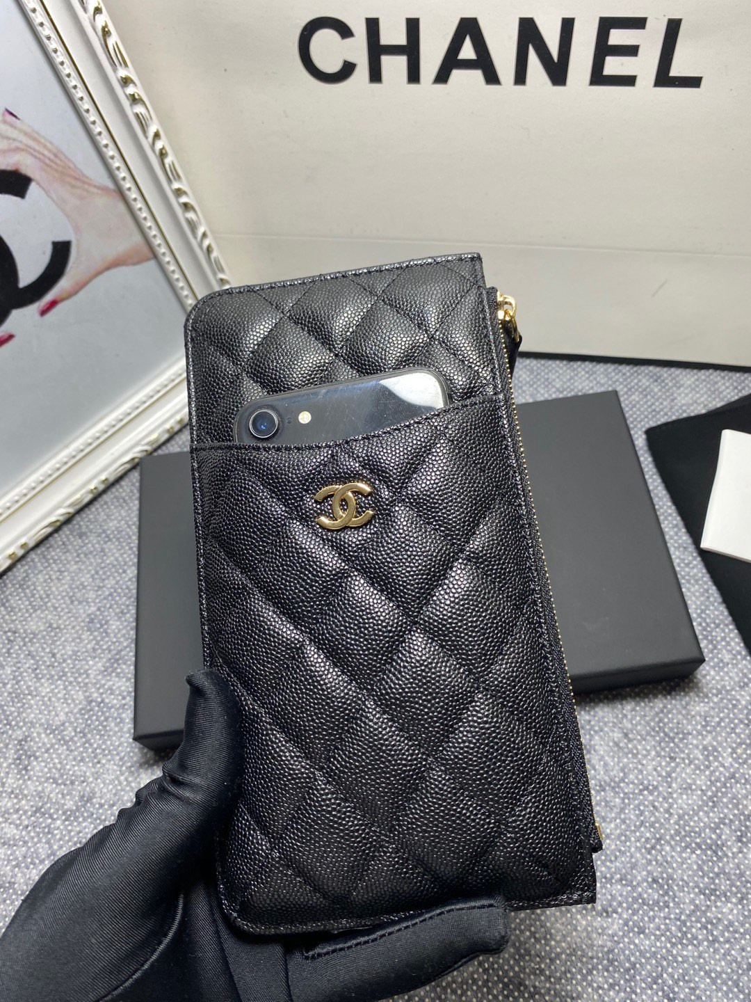 Ch**el LONG ZIPPED WALLET 19-11cm