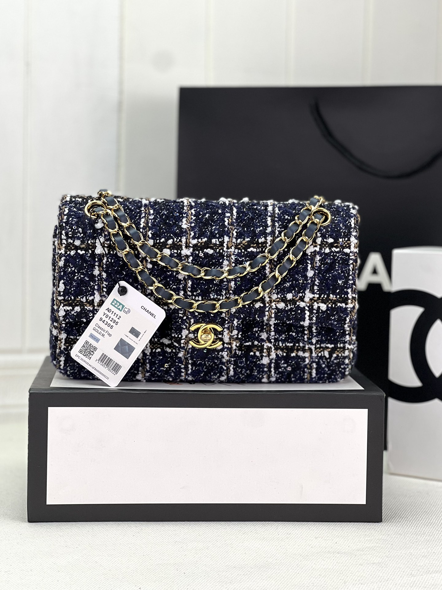 CHANEL CLASSIC 11.12 HANDBAG Tweed & Gold-Tone Metal 6 × 9.9 × 2.5 in