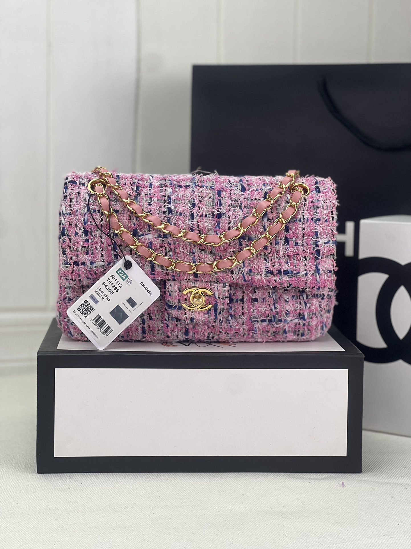 CHANEL CLASSIC 11.12 HANDBAG Tweed & Gold-Tone Metal 6 × 9.9 × 2.5 in