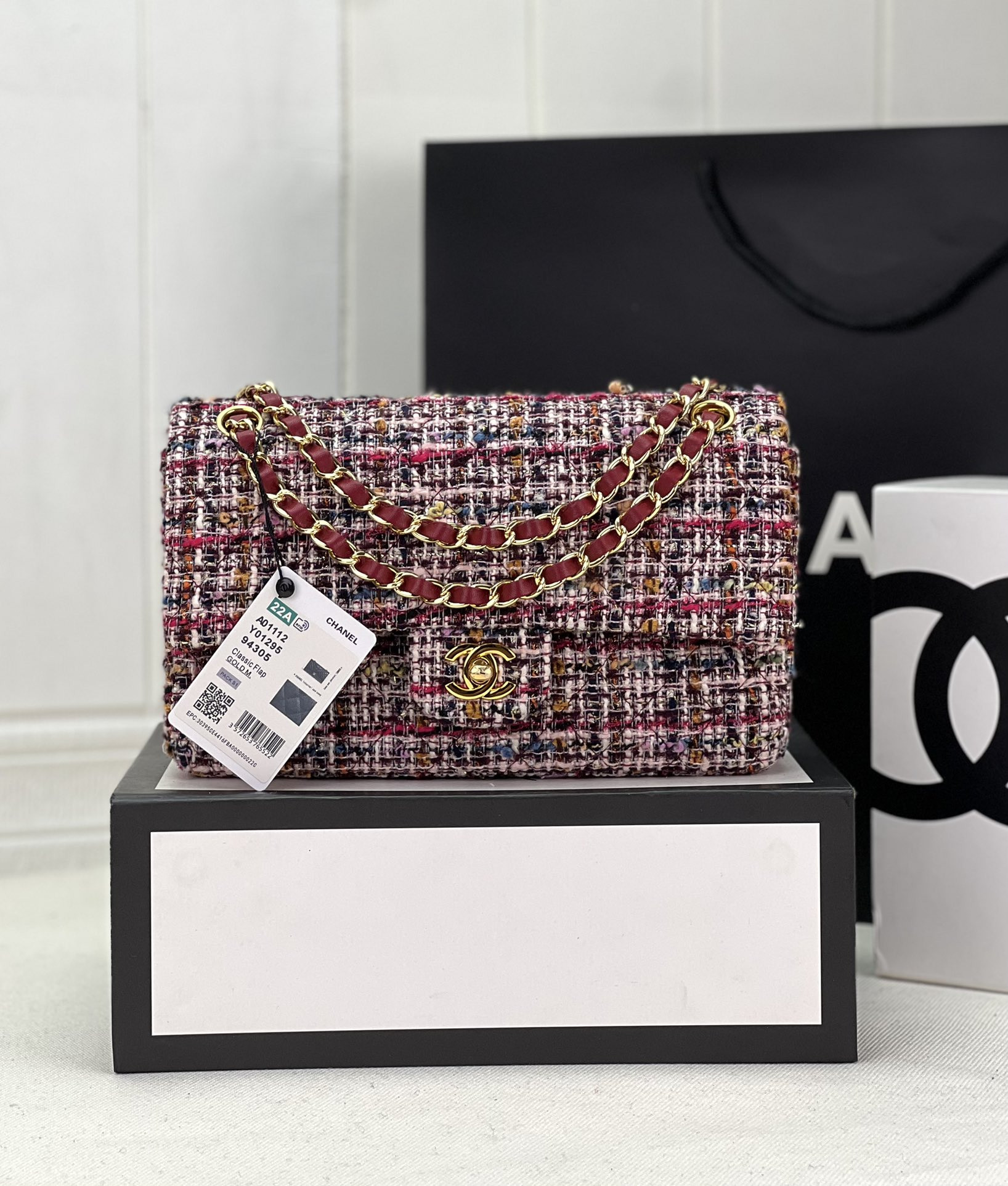 CHANEL CLASSIC 11.12 HANDBAG Tweed & Gold-Tone Metal 6 × 9.9 × 2.5 in