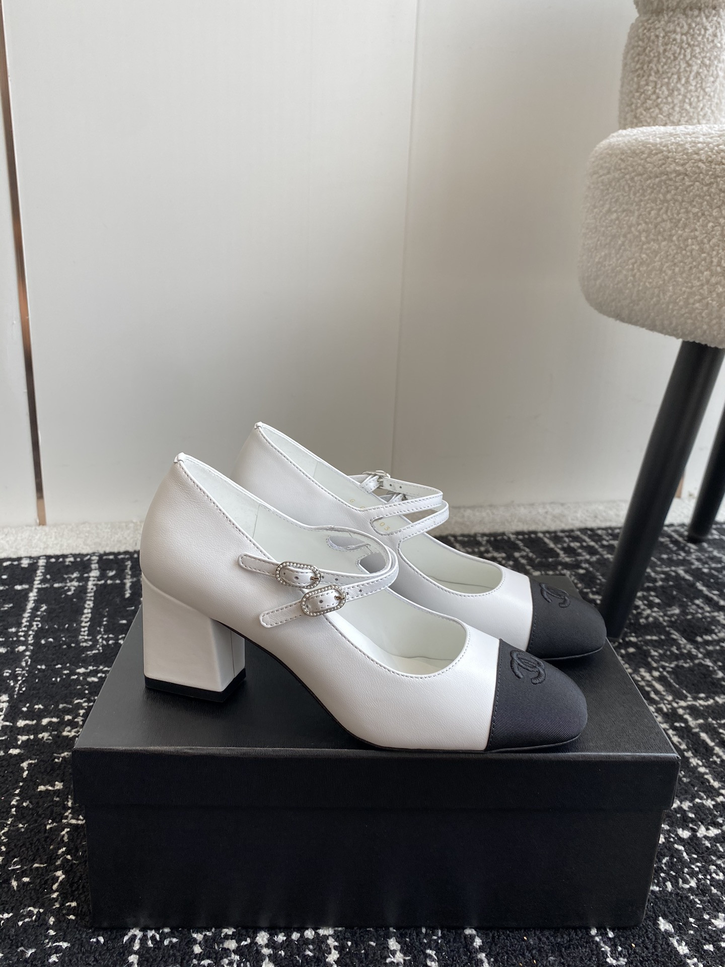 UA Ch**el MARY JANES Lambskin & Grosgrain