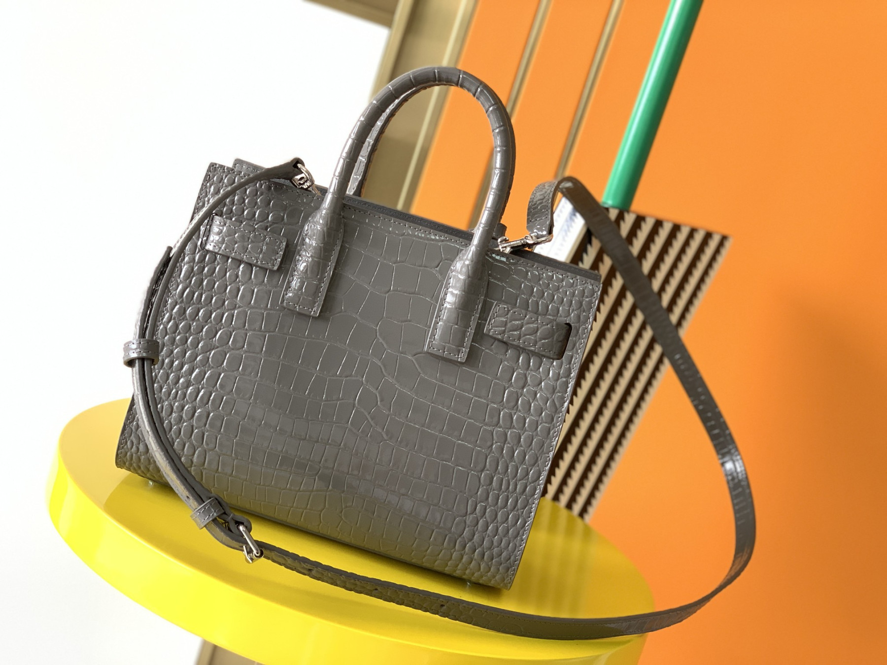 Y51 SAC DE JOUR IN CROCODILE EMBOSSED LEATHER - NANO 22x18x10.5cm