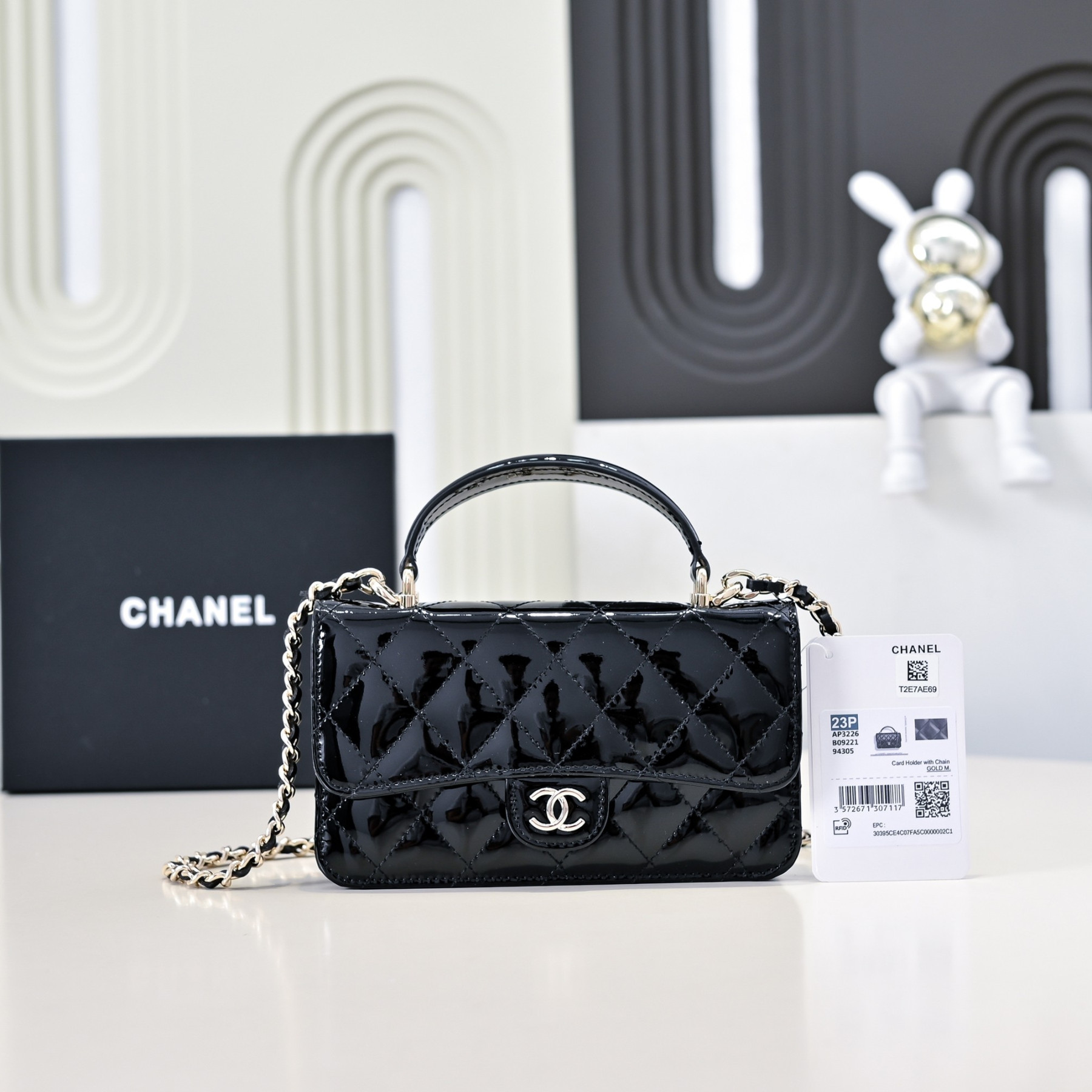 Ch**el Mini Classic Handbag With Top Handle 20x12x6cm