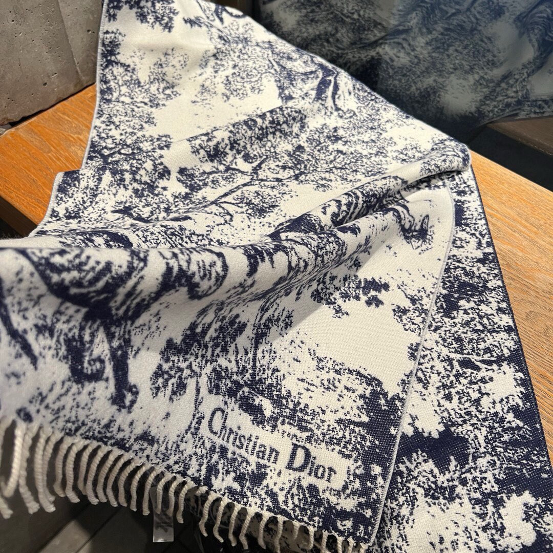 Dior Printed scarf 200x45cm 59% cashmere 41% wool