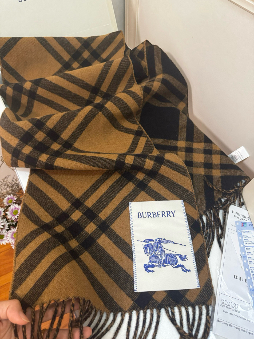 Bv*b*rry scarf 30x180cm 100% cashmere