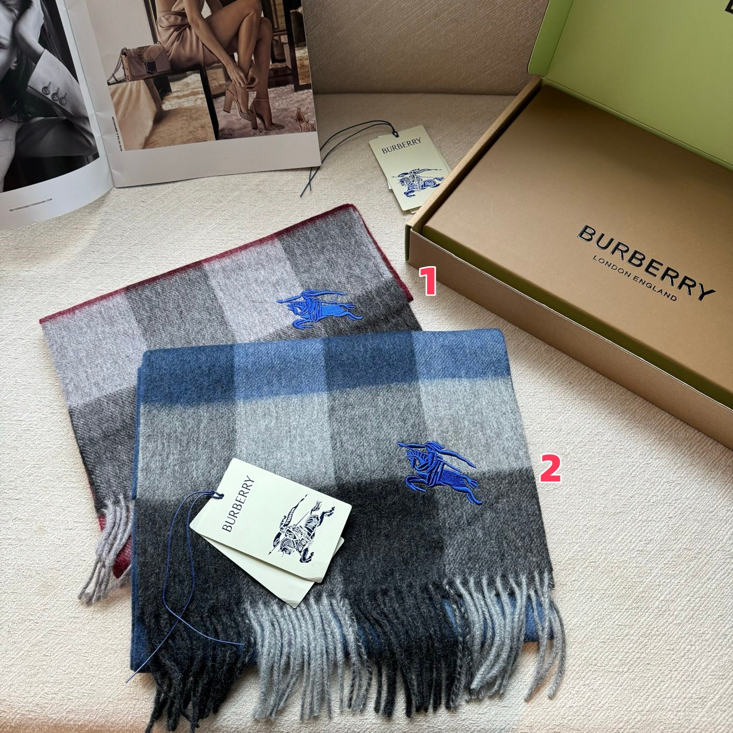Bv*b*rry men's scarf 30x168cm 100% cashmere