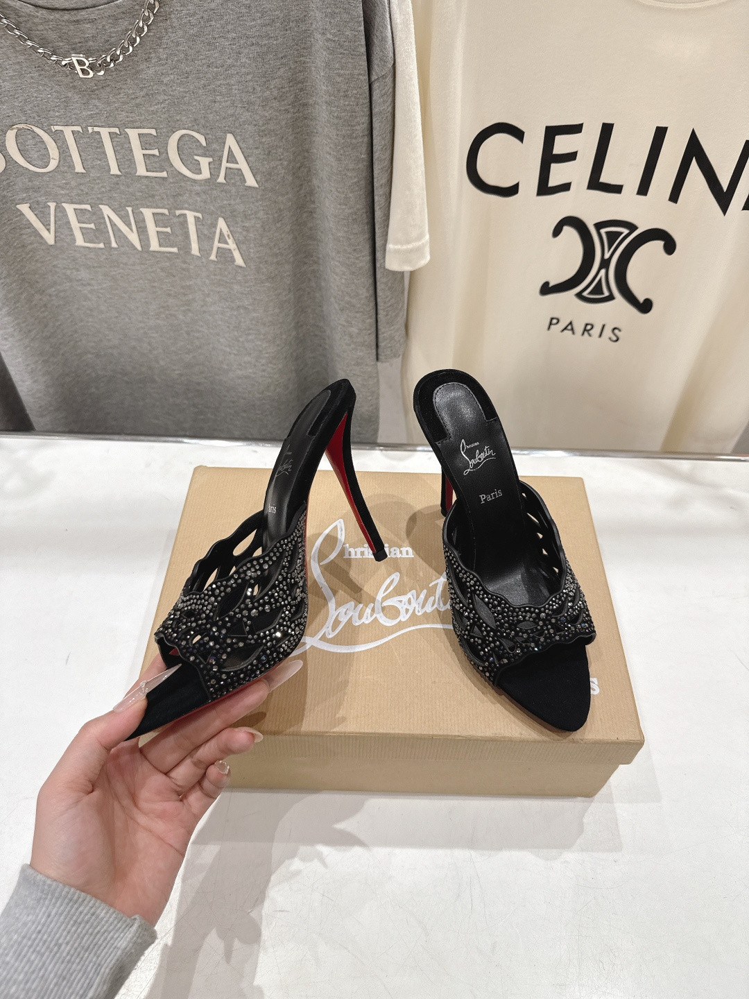 ua Chr1st1an louboutin lasera strass mule 10cm heel