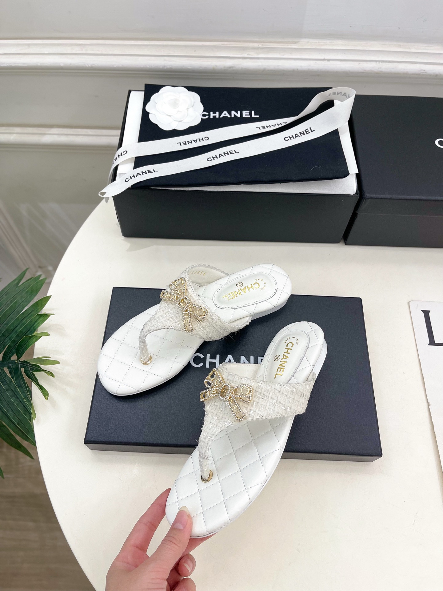 UA Chanel Thongs Sandals