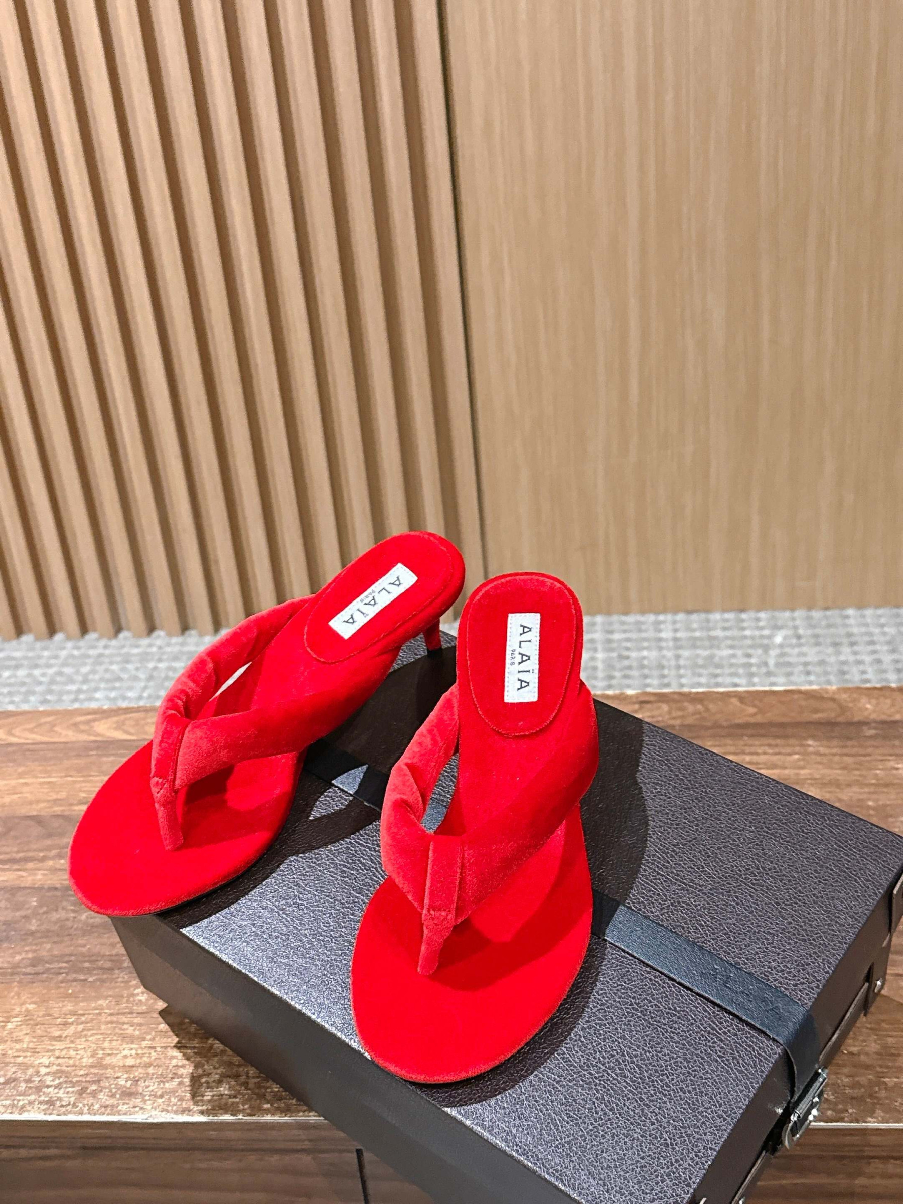 ua A1a1a heel thong mules in velvet 6.5cm