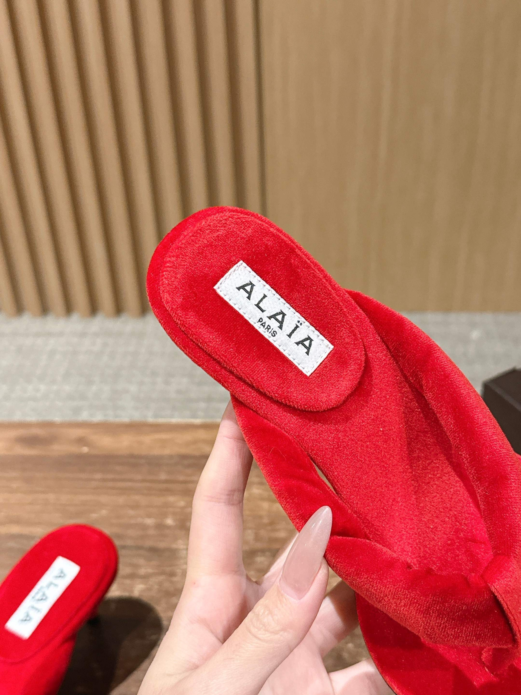ua A1a1a heel thong mules in velvet 6.5cm