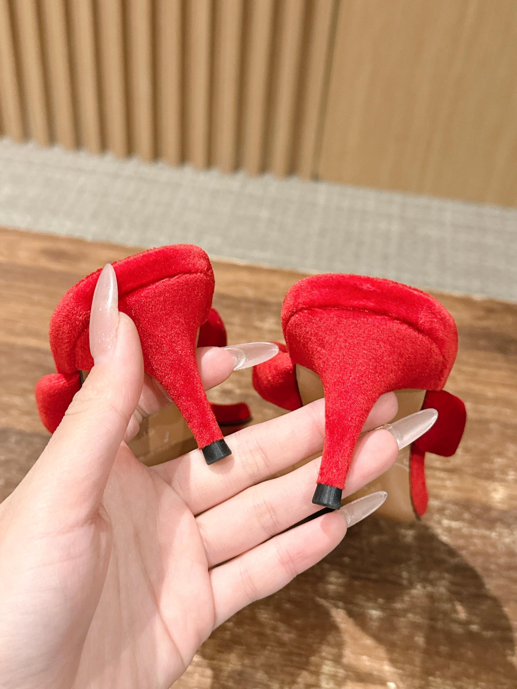 ua A1a1a heel thong mules in velvet 6.5cm