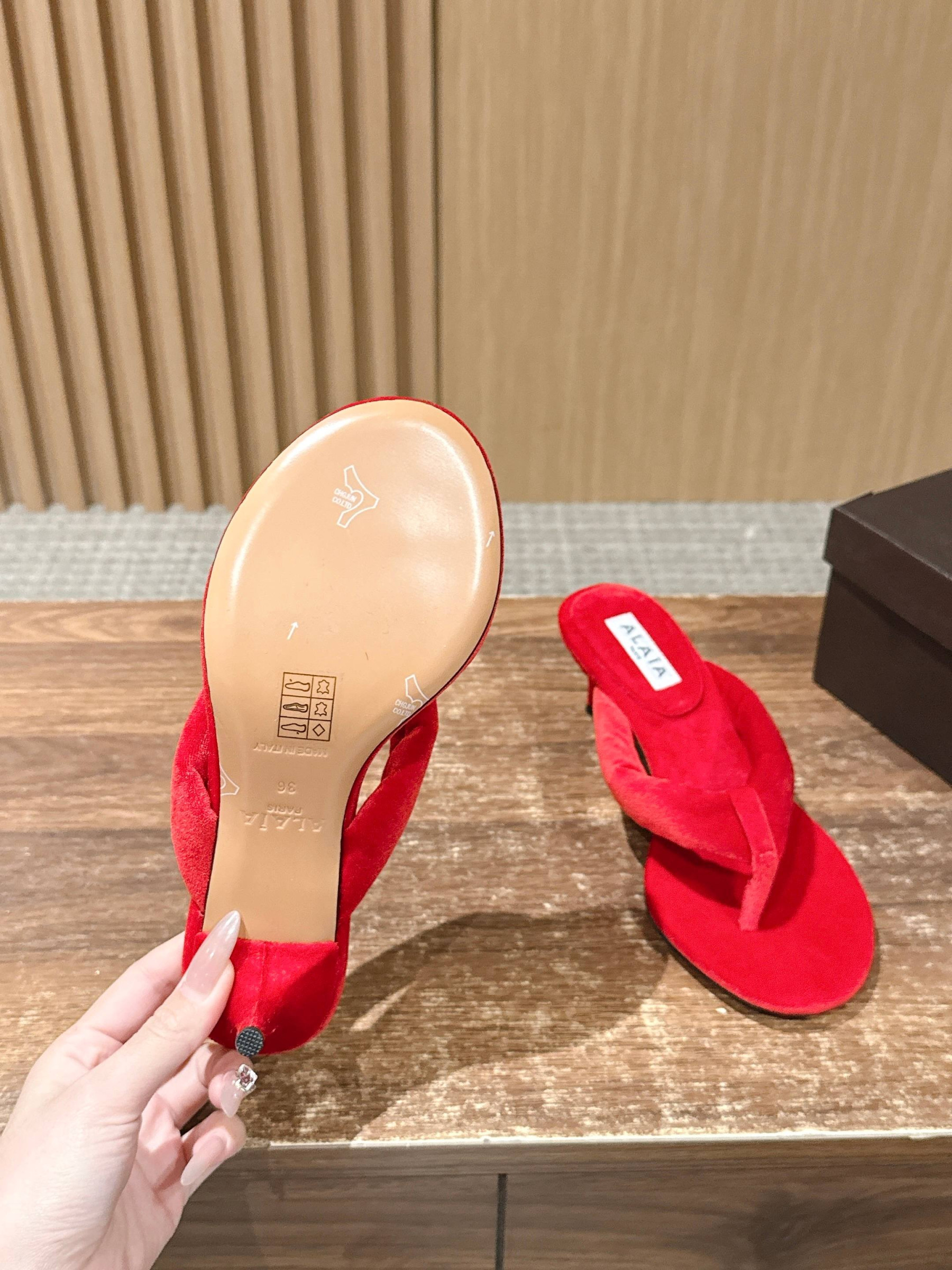 ua A1a1a heel thong mules in velvet 6.5cm