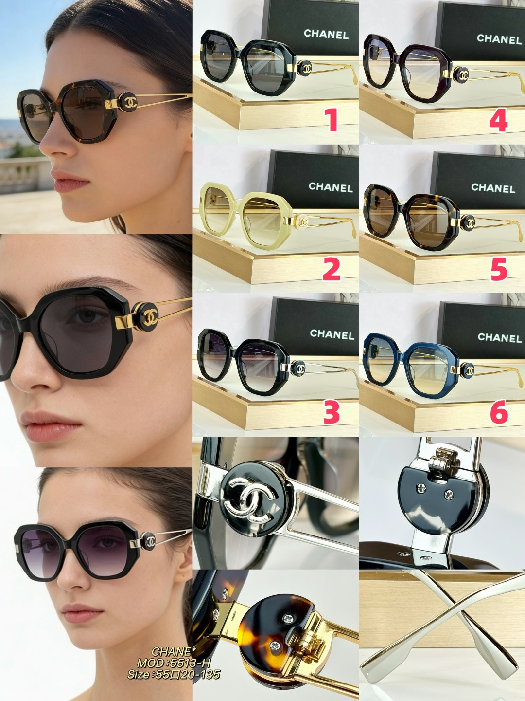 Ch**el glasses ch5513-h 55-20-135