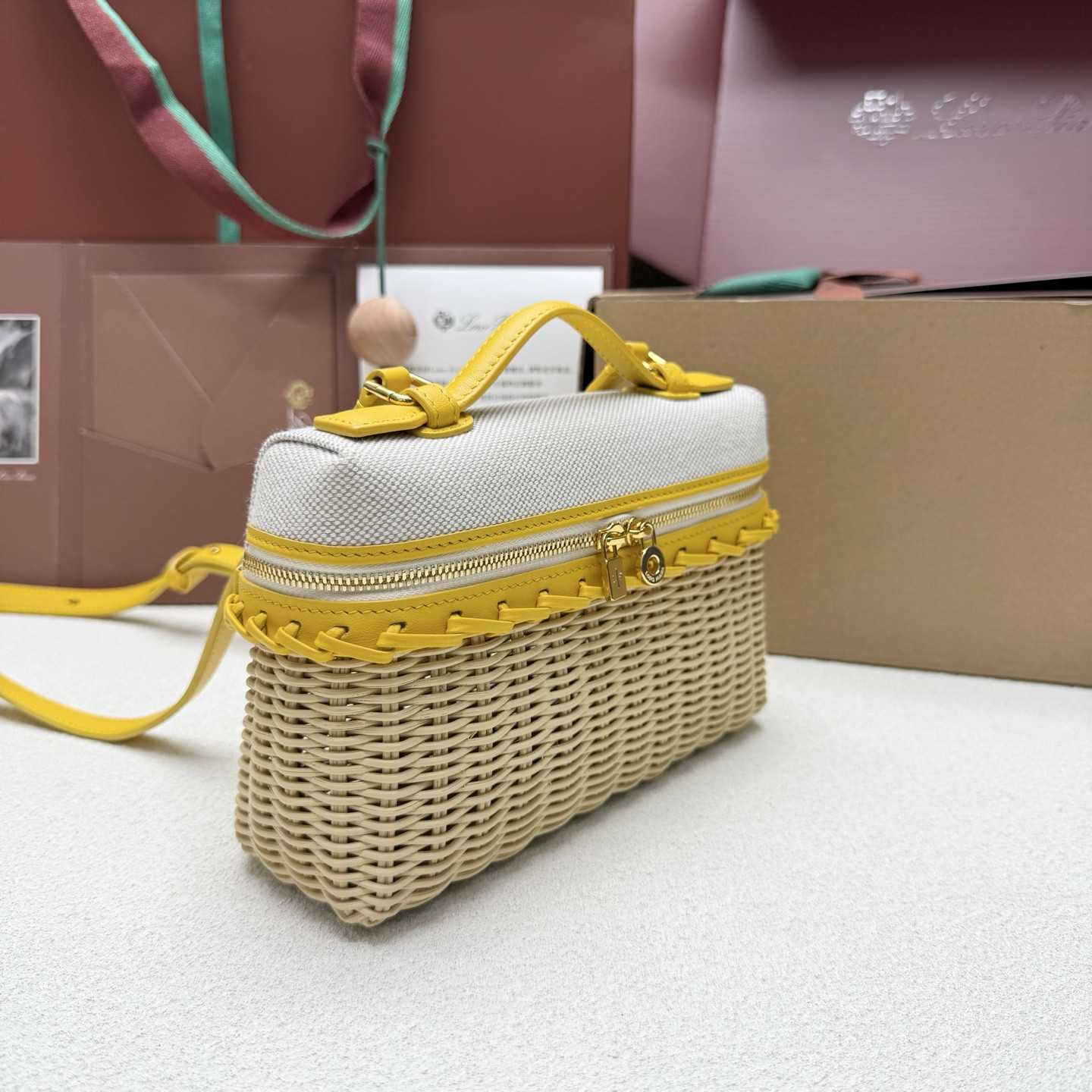 Loro Piana Extra Pocket L19 Wicker Bag 19 x 11.5 x 7cm