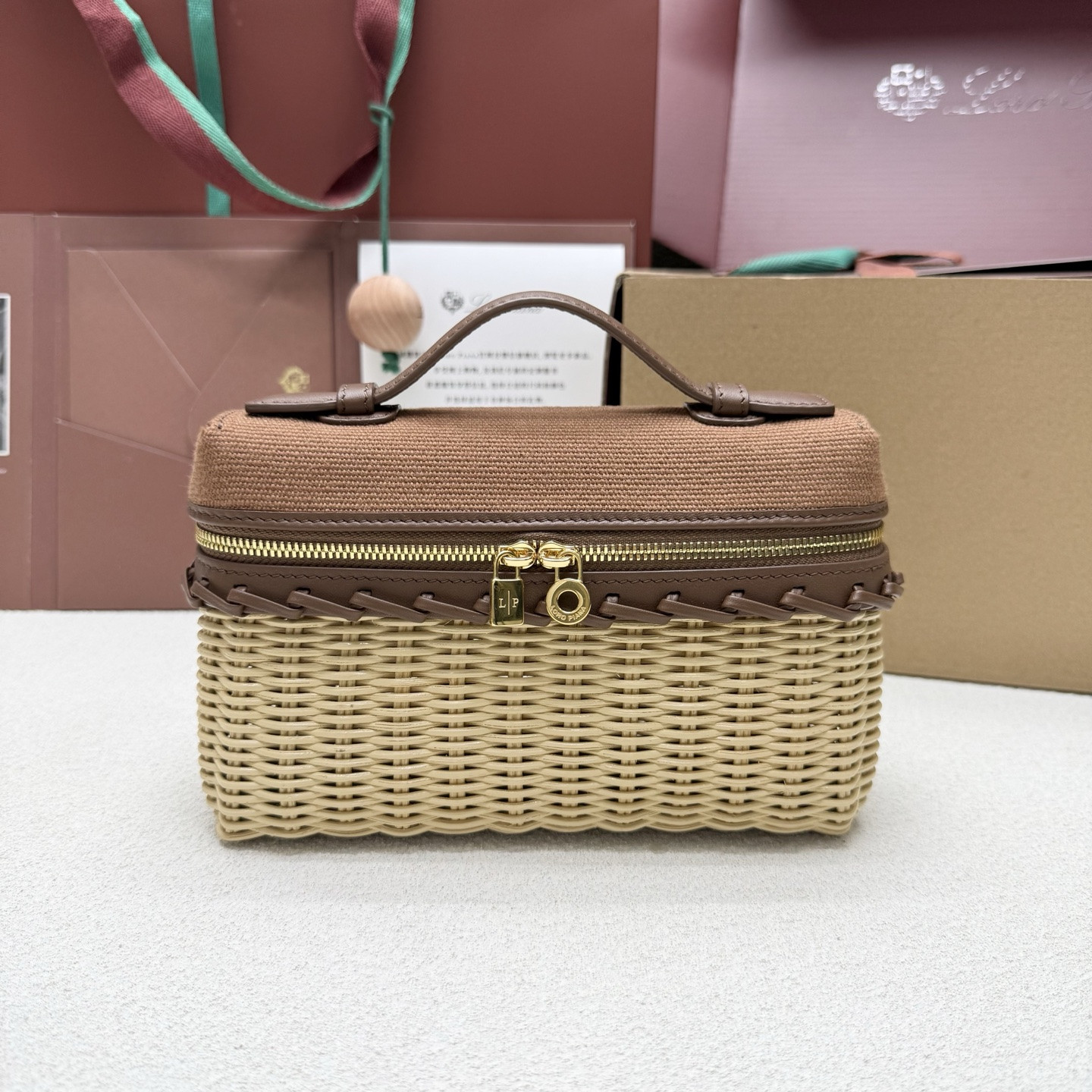 Loro Piana Extra Pocket L19 Wicker Bag 19 x 11.5 x 7cm