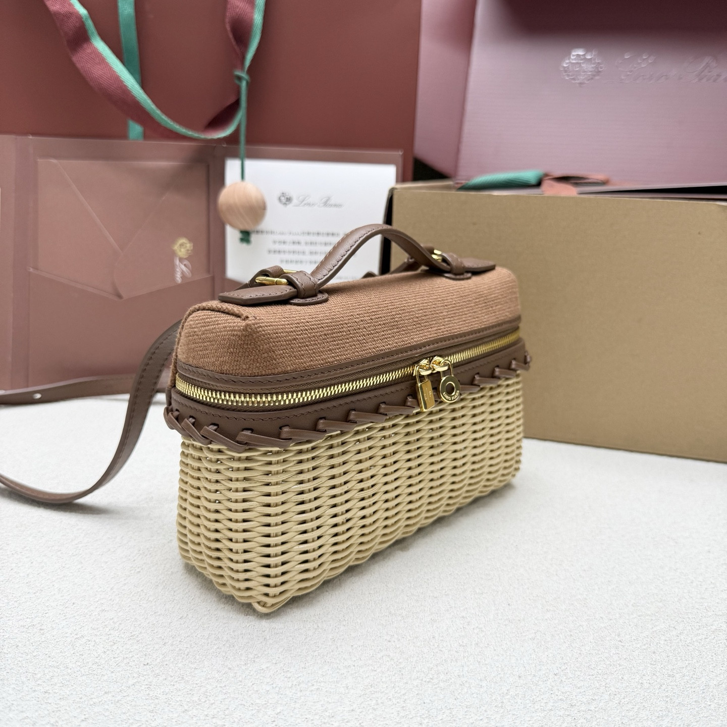 Loro Piana Extra Pocket L19 Wicker Bag 19 x 11.5 x 7cm