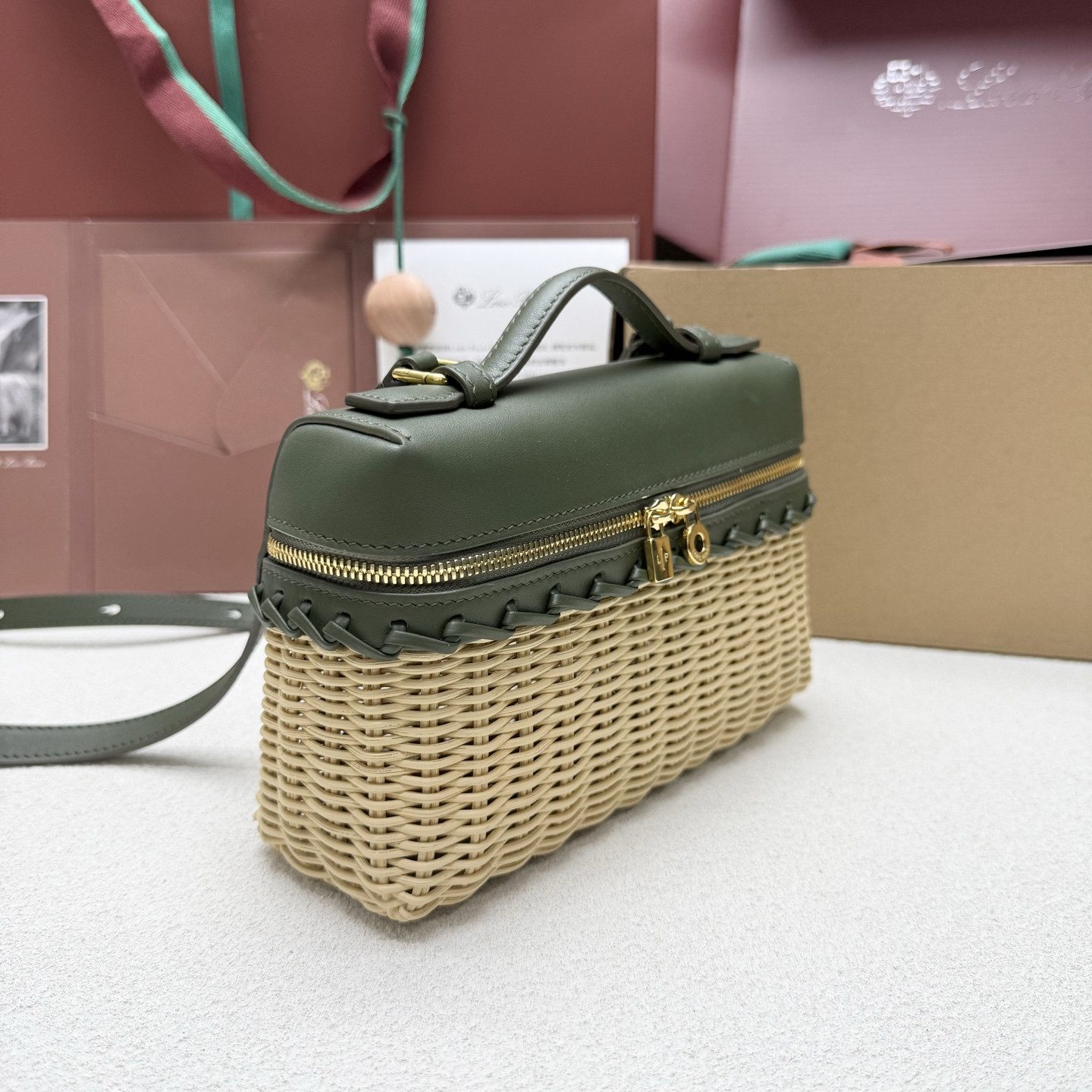 Loro Piana Extra Pocket L19 Wicker Bag 19 x 11.5 x 7cm