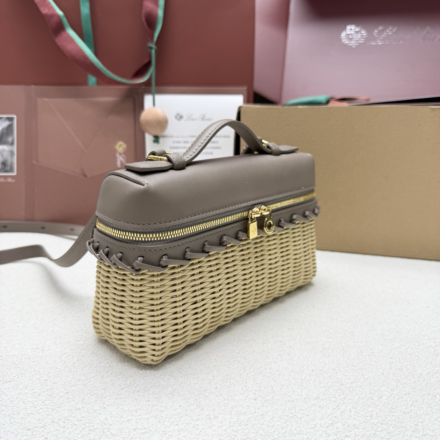 Loro Piana Extra Pocket L19 Wicker Bag 19 x 11.5 x 7cm