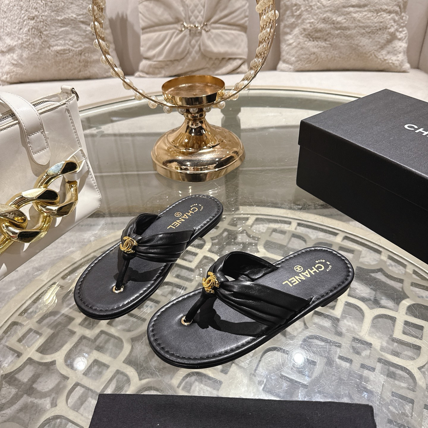 UA Chanel Thongs Slides